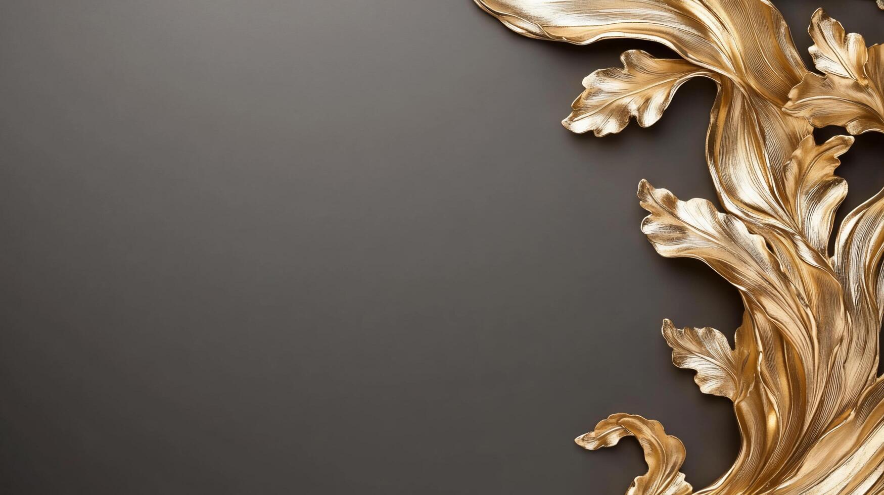 Ornate golden frame against a dark background for artistic display. photo