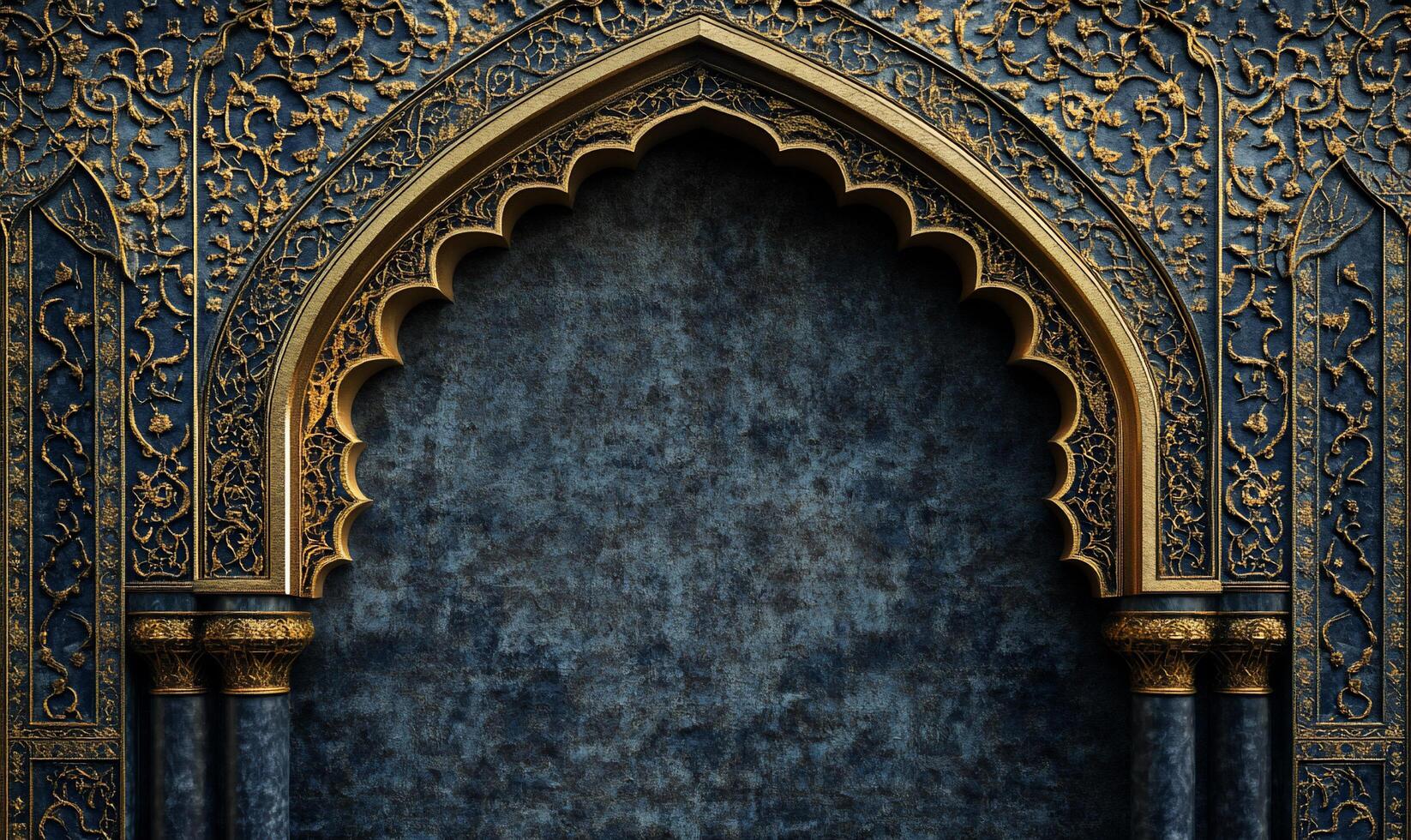 Intricate archway with ornate patterns and textured background. photo
