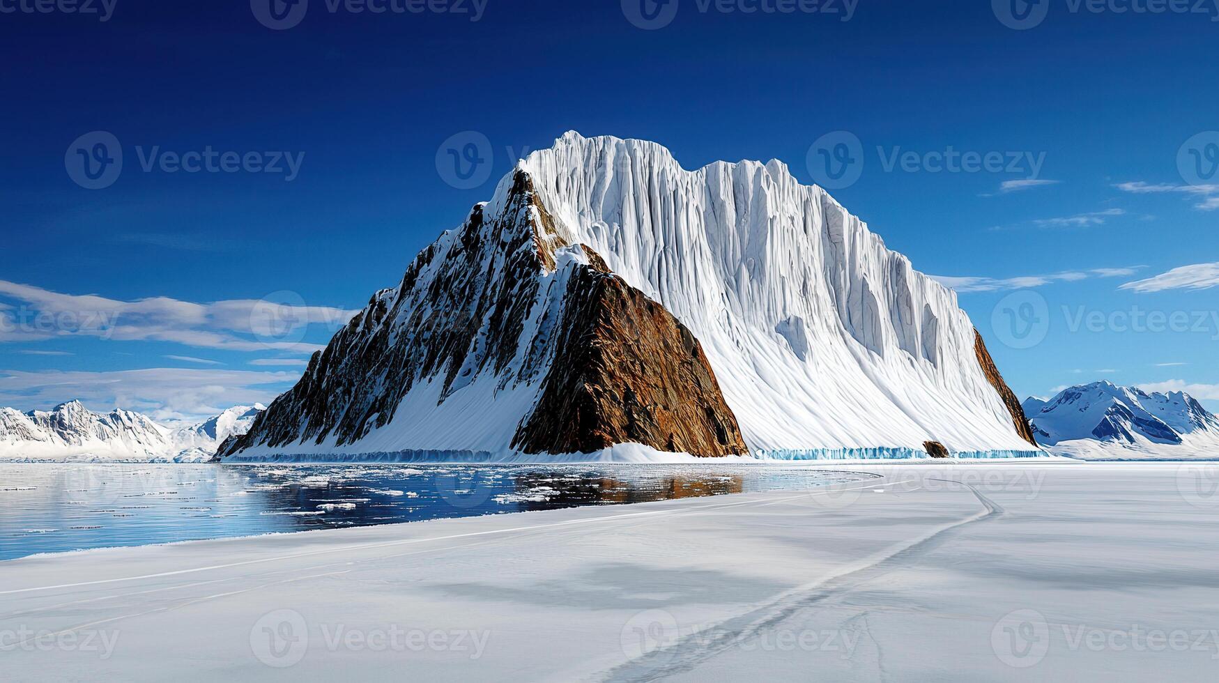 Majestic Antarctic Mountain Landscape Snow Ice and Glacial Cliffs photo
