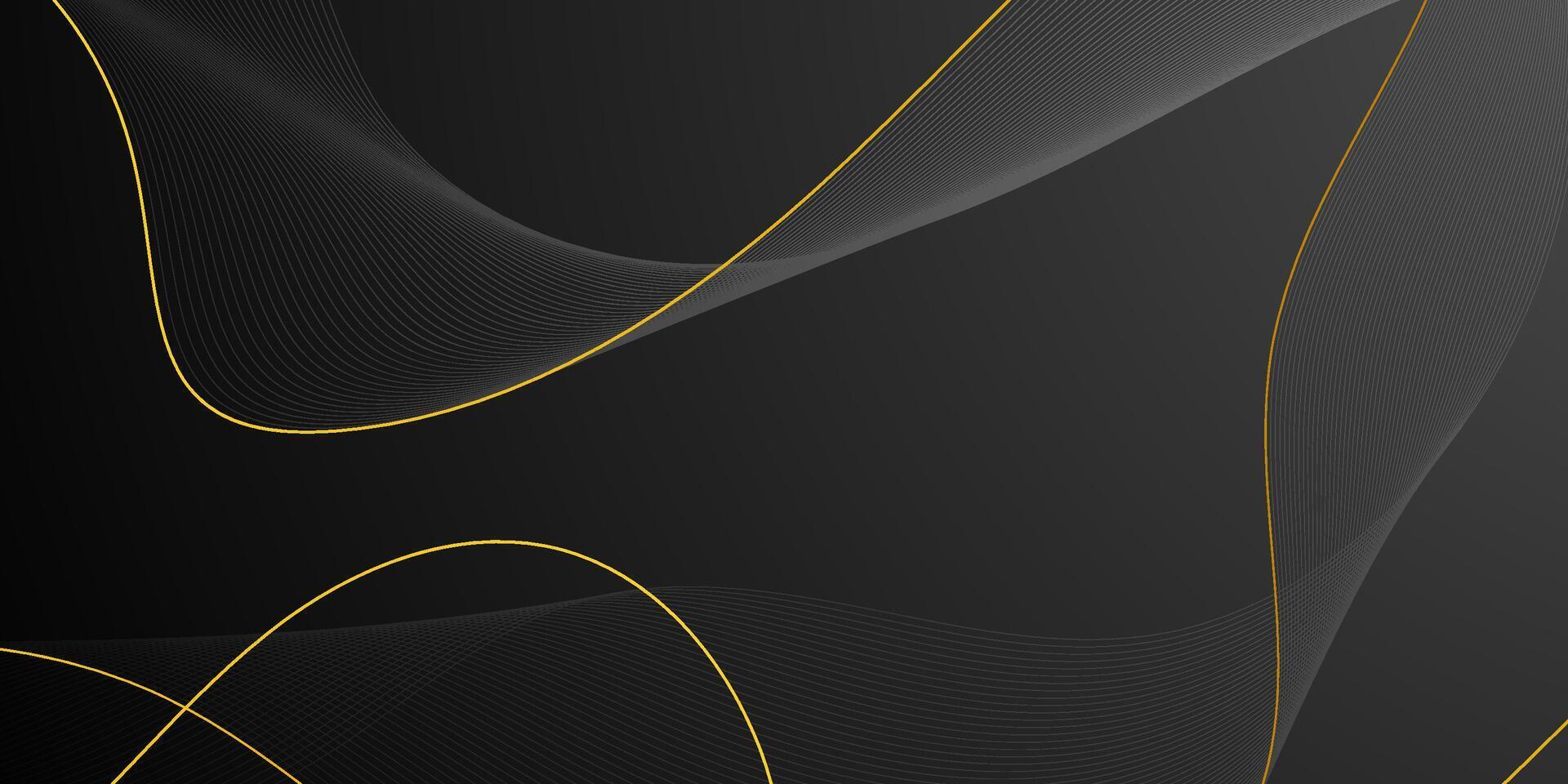 Abstract dark 3D background with gold lines pattern. Simple wave line element modern design vector