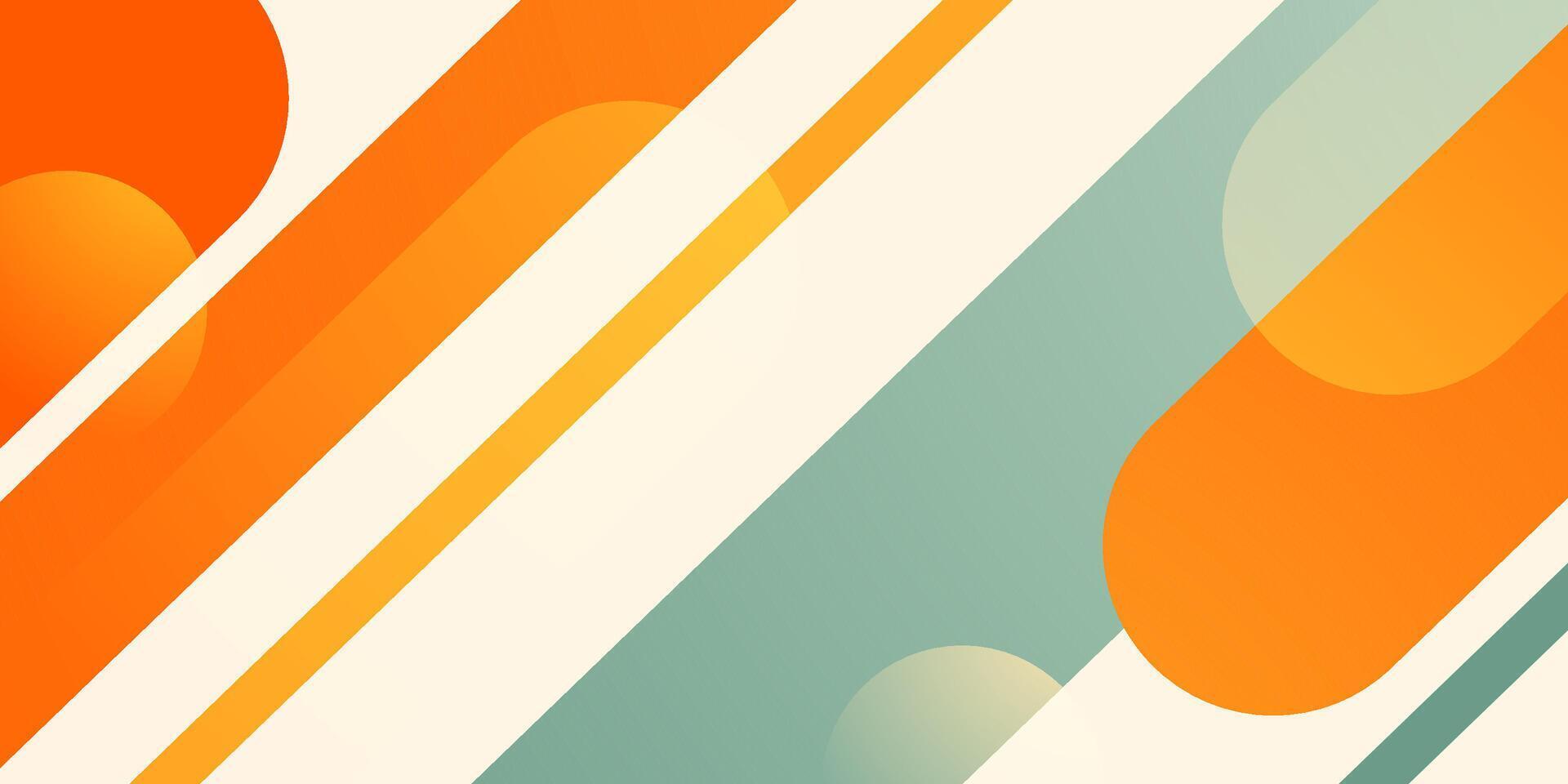 Abstract colorful orange and green 3D background. Trendy dynamic and circle shapes overlap pattern. vector