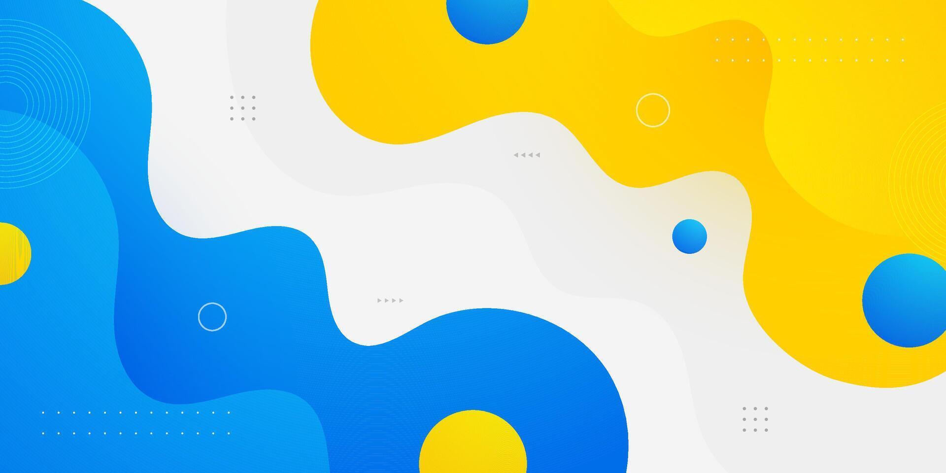 Blue and yellow geometric business banner design. Creative banner design with wave shapes and lines for template. Simple design on white horizontal banner. vector