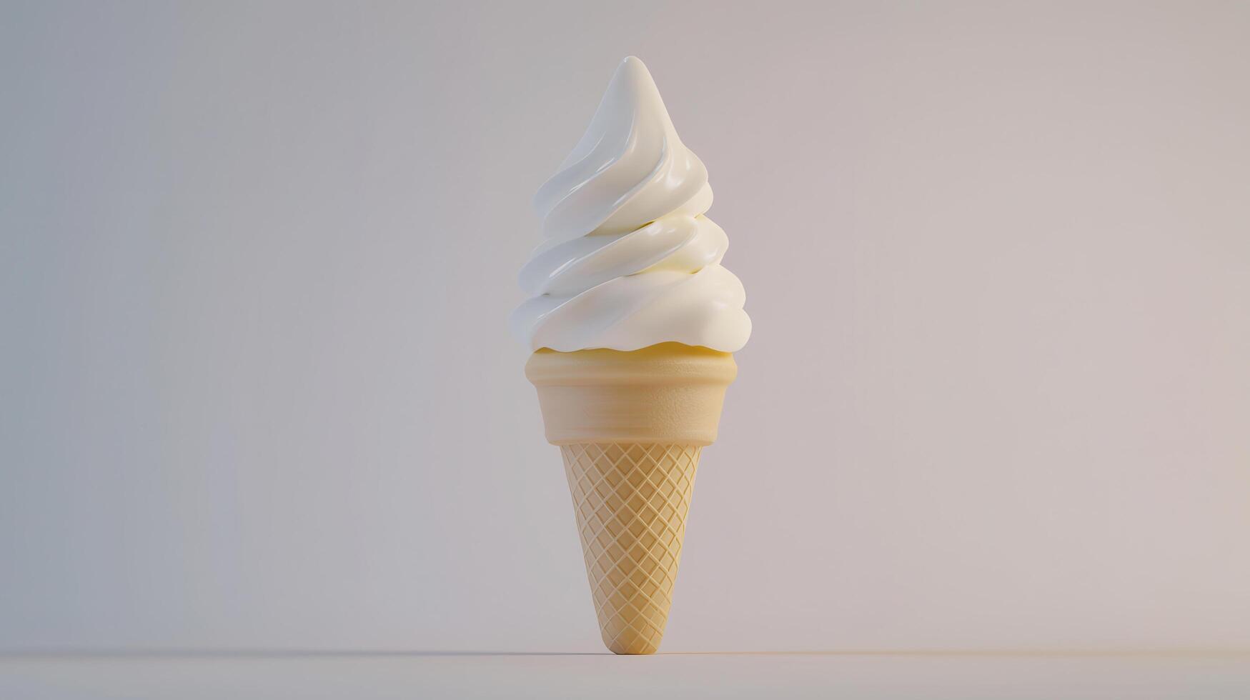 Creamy Vanilla Soft Serve Ice Cream Cone on White Background Delicious Summer Treat photo