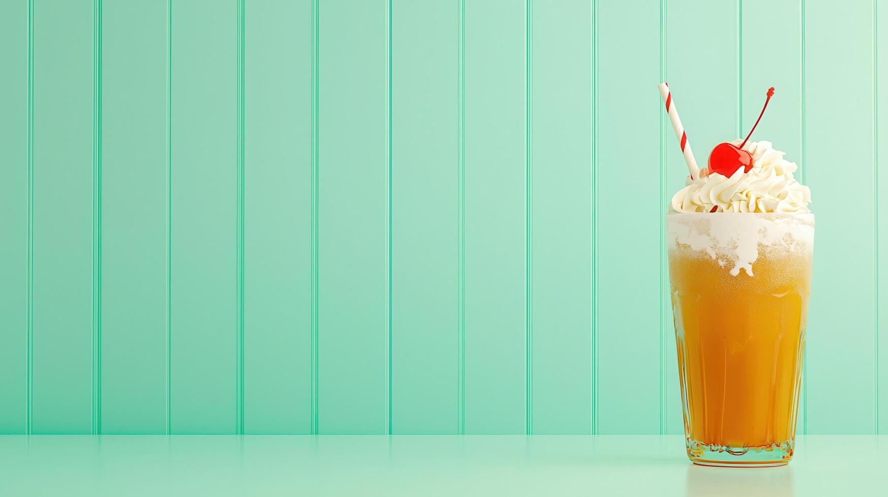 Refreshing Orange Cream Soda Float with Whipped Cream and Cherry Summer Drink photo