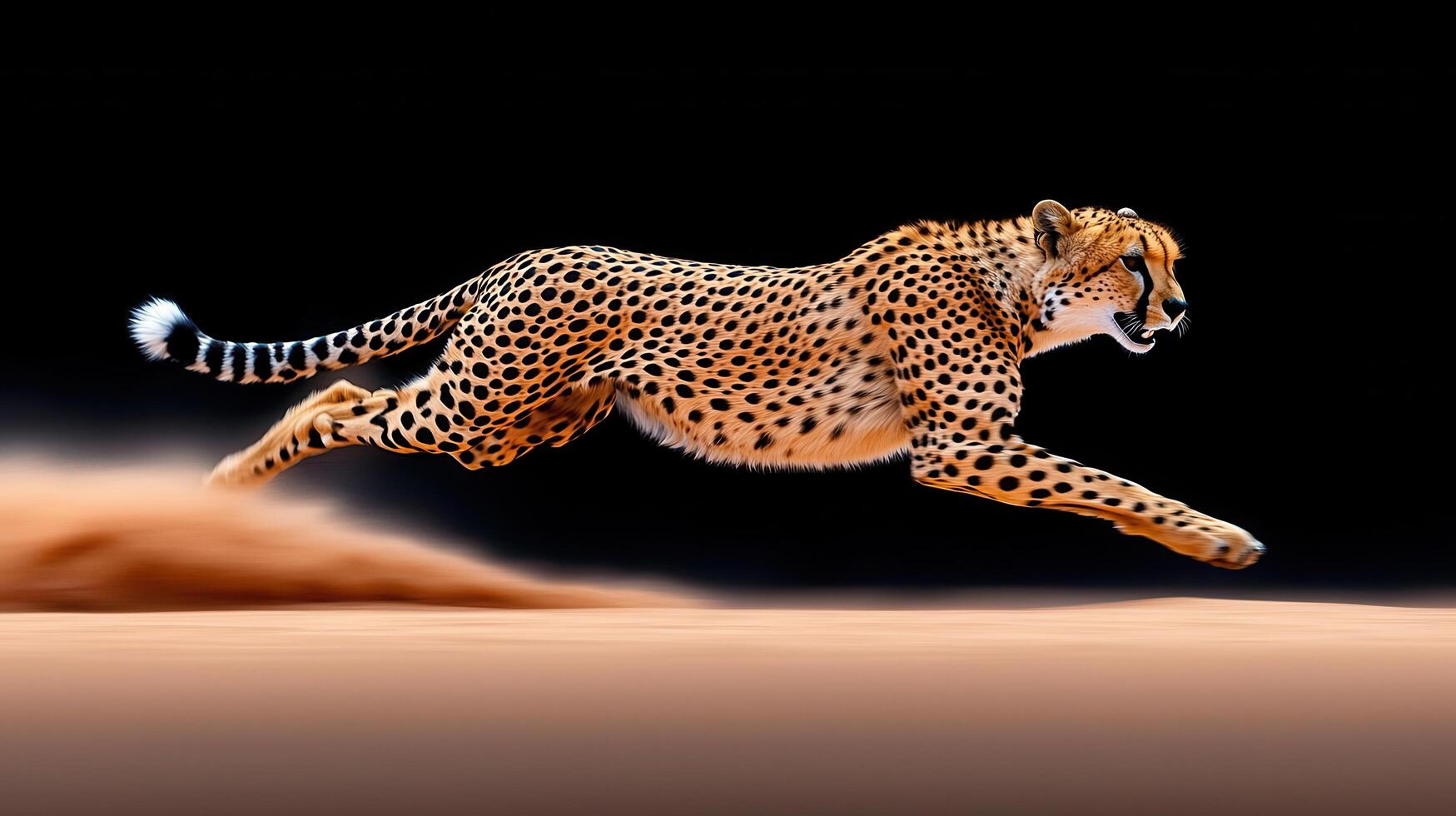 Cheetah Running Across Desert Sand Wildlife Action Shot Fast Big Cat photo