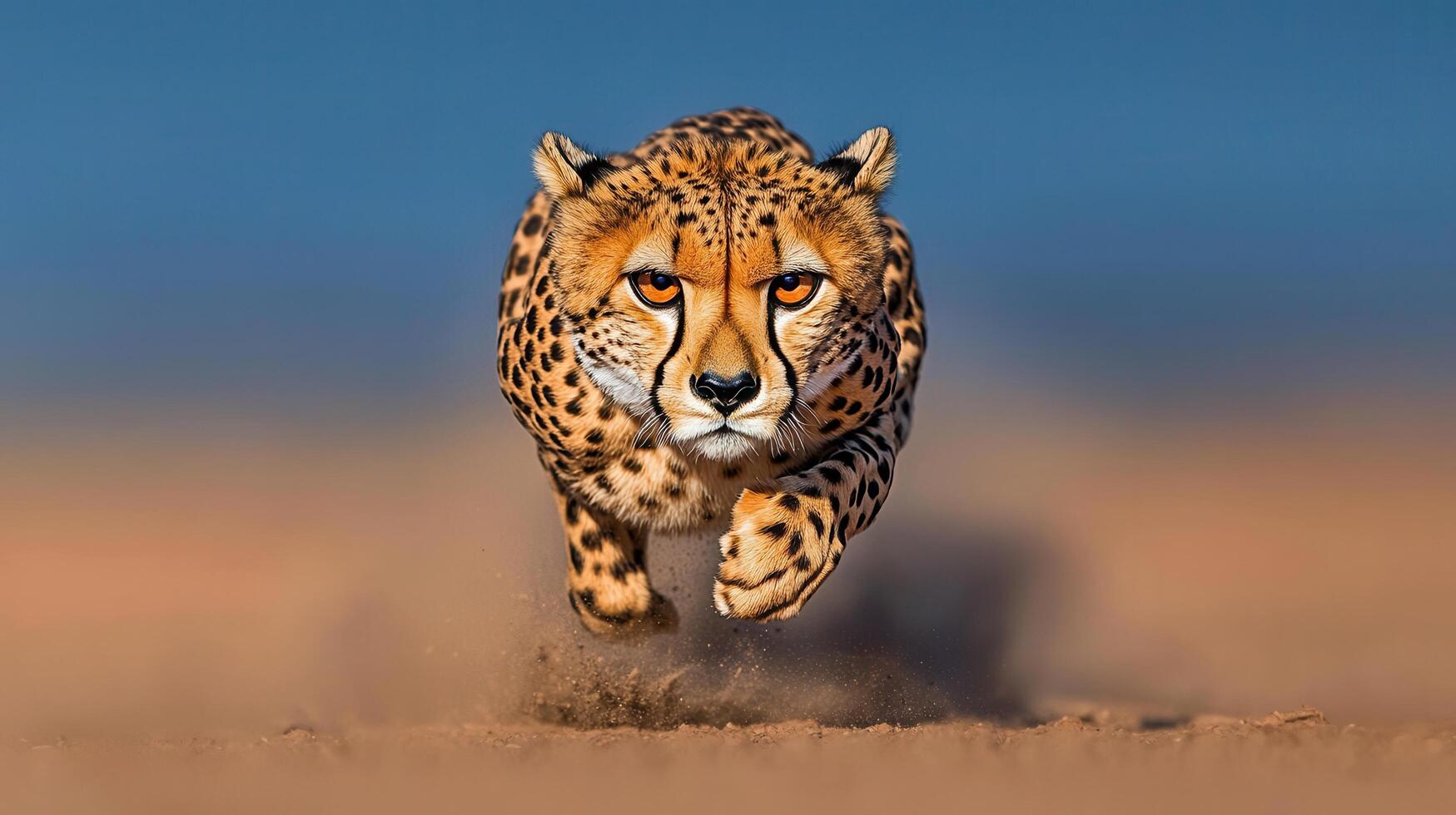 Majestic Cheetah Running Across African Savanna Powerful Predator in Motion photo
