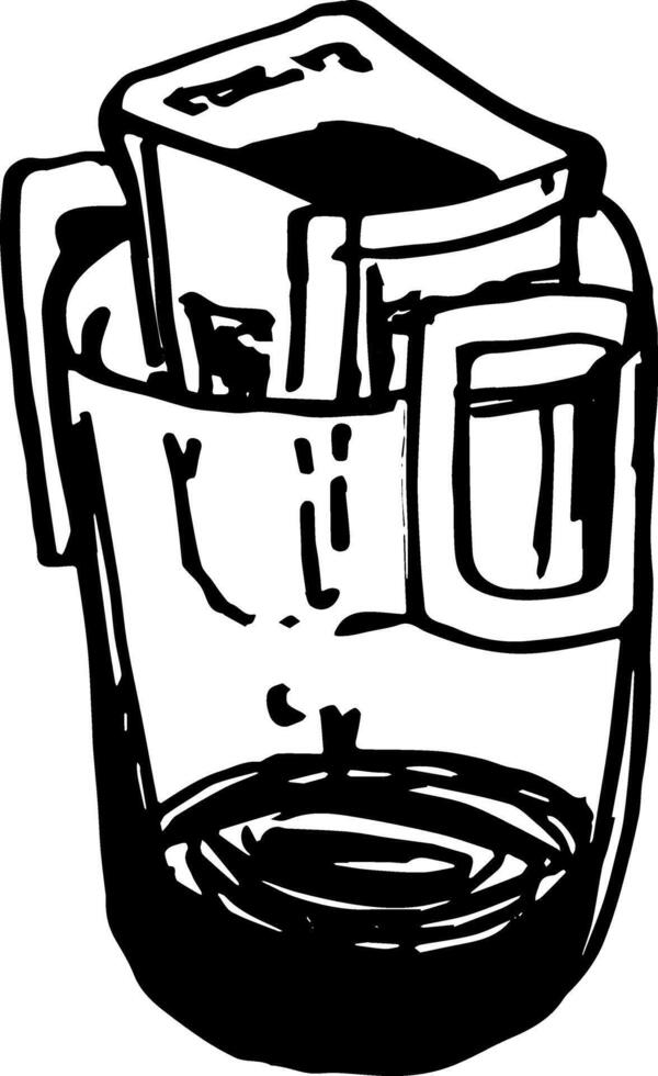 Drip coffee making doodle ink hand drawn clipart vector