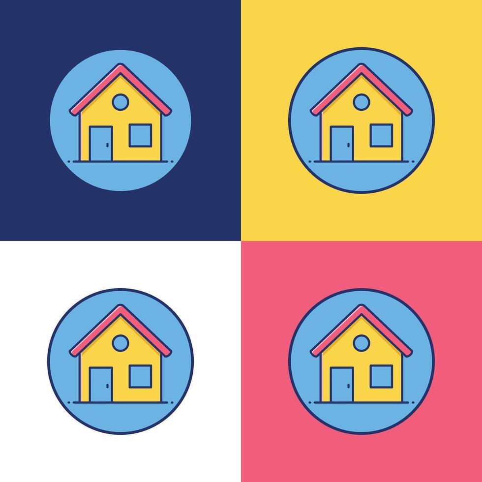 Four different colored houses in different shapes vector