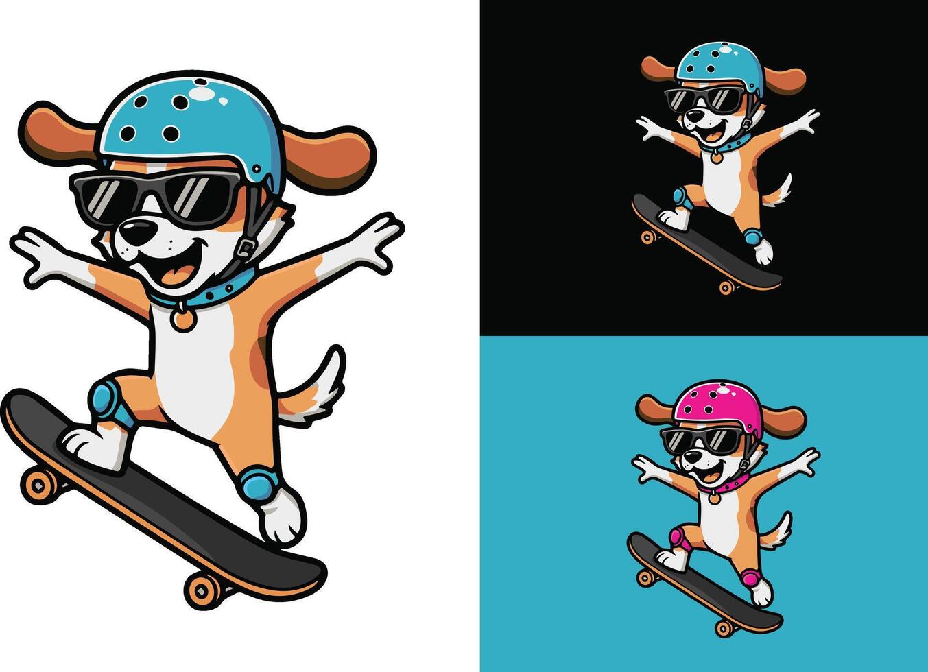 A cartoon dog riding a skateboard vector