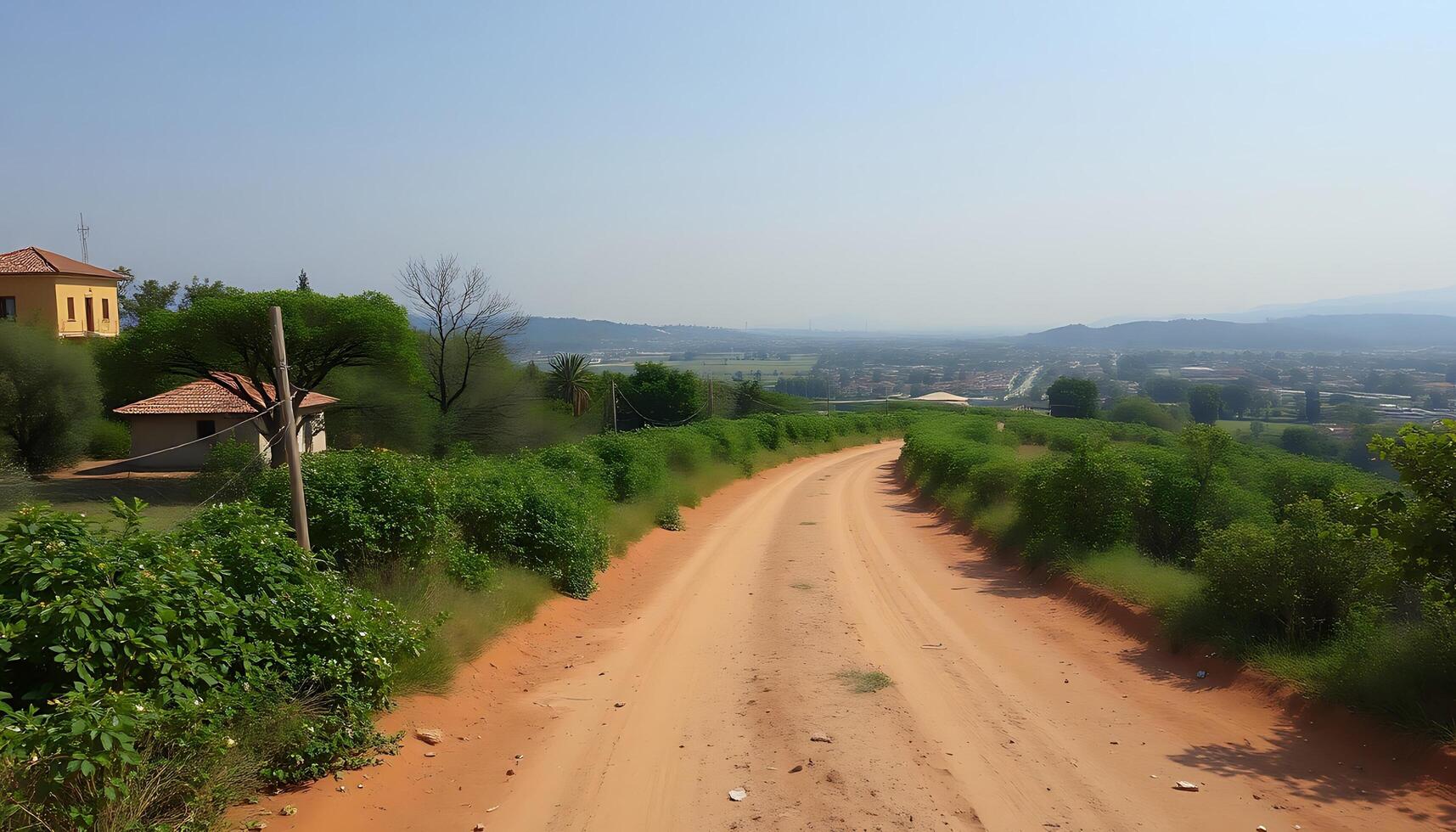 A dirt road with a dirt path photo