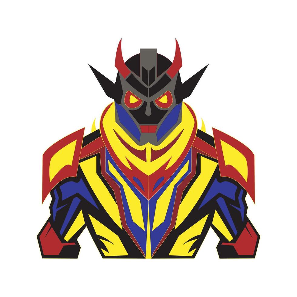 Futuristic robotic warrior with glowing eyes sports team logo vector