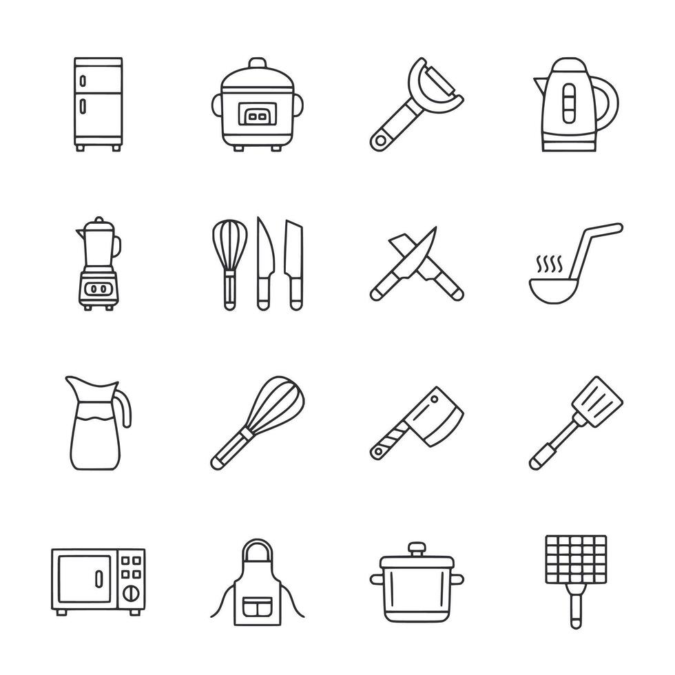 Collections of kitchen utensils and appliances vector