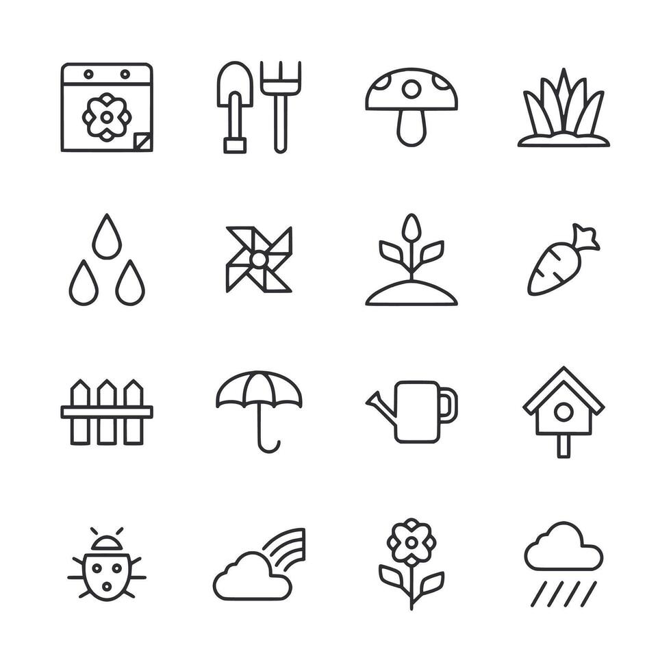 A set of icons for gardening and weather vector