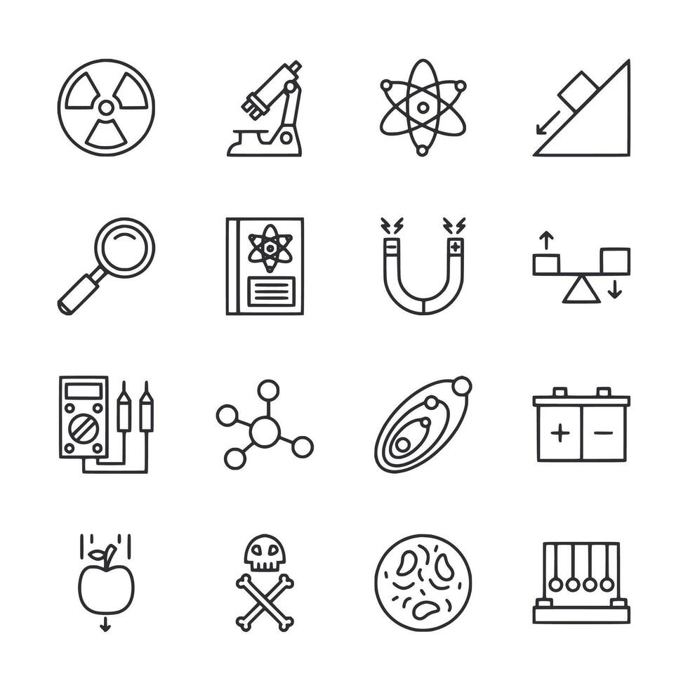 Set of science symbols and icons vector