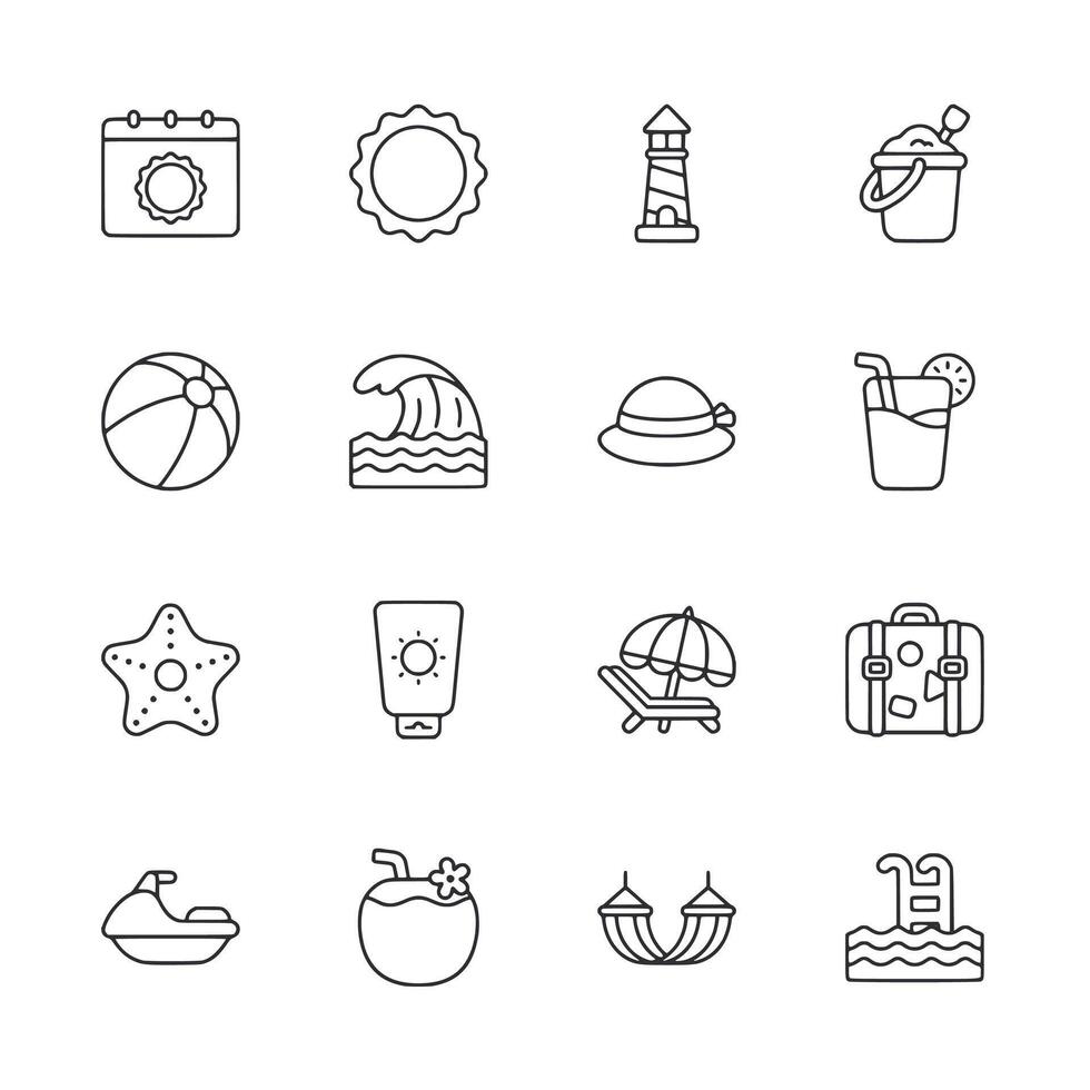 Collection of icons for summer vector