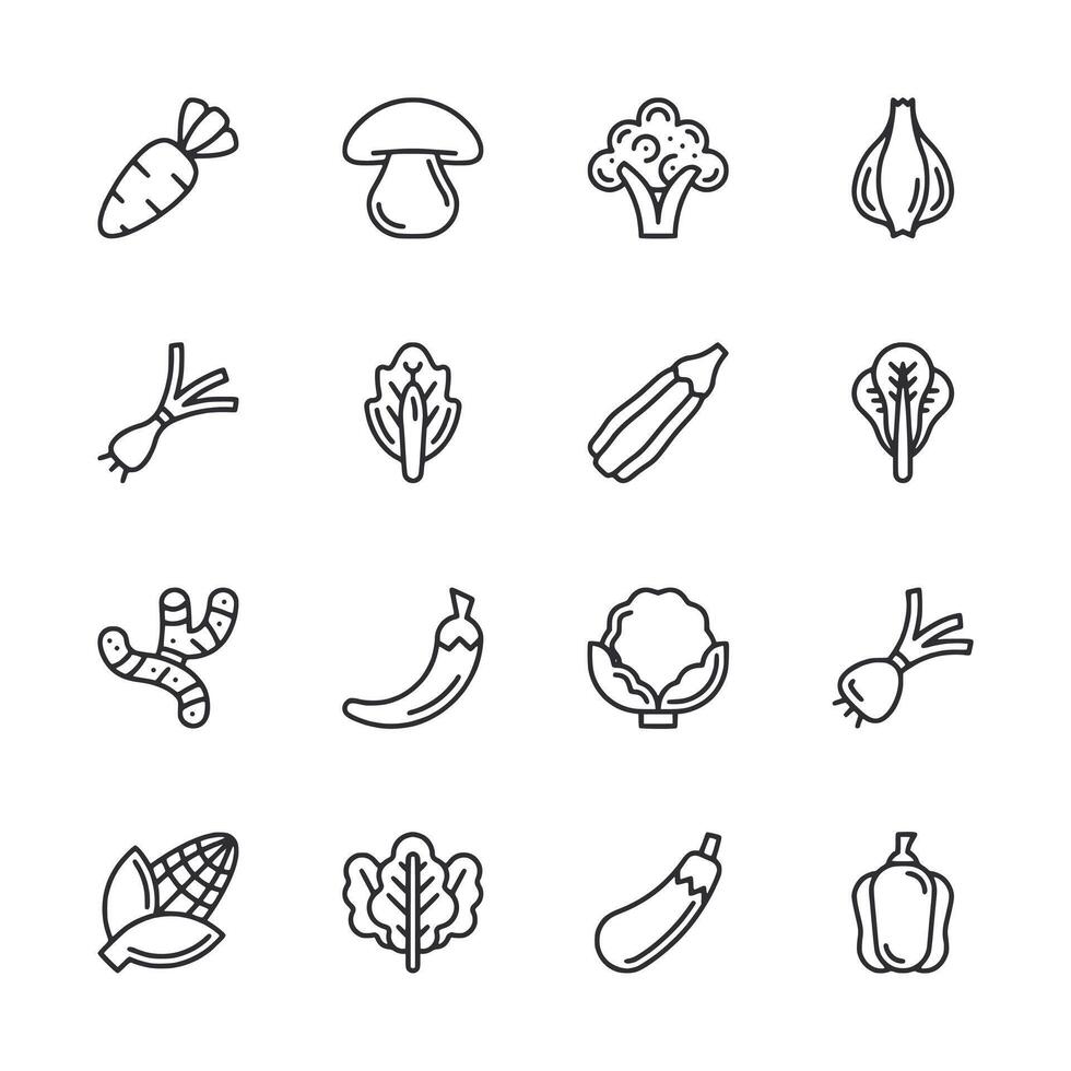 A collection of vegetables and fruits in a white background vector