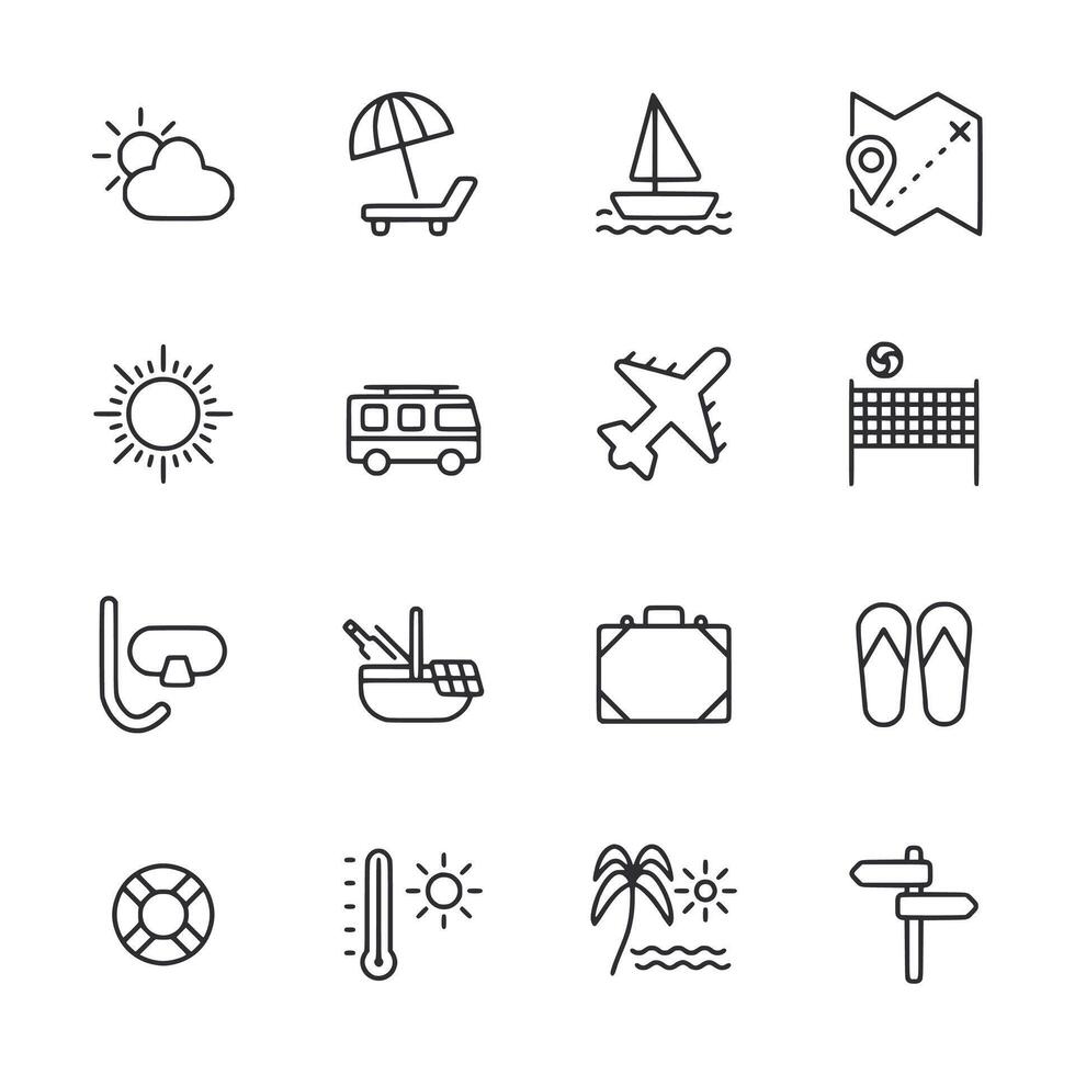 A set of icons for travel and leisure activities vector