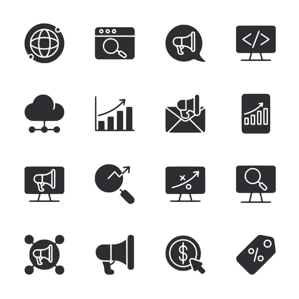 Collection of icons for a computer monitor vector