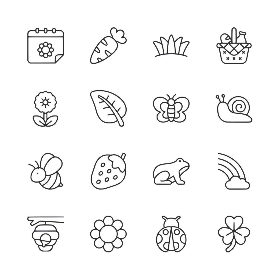 A set of 12 different icons of various animals and plants vector