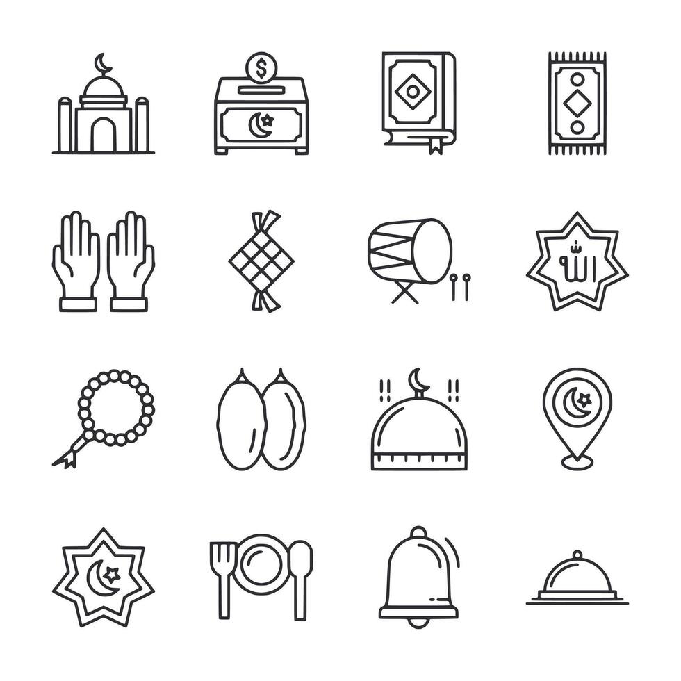 Set of Ramadan symbols and icons vector