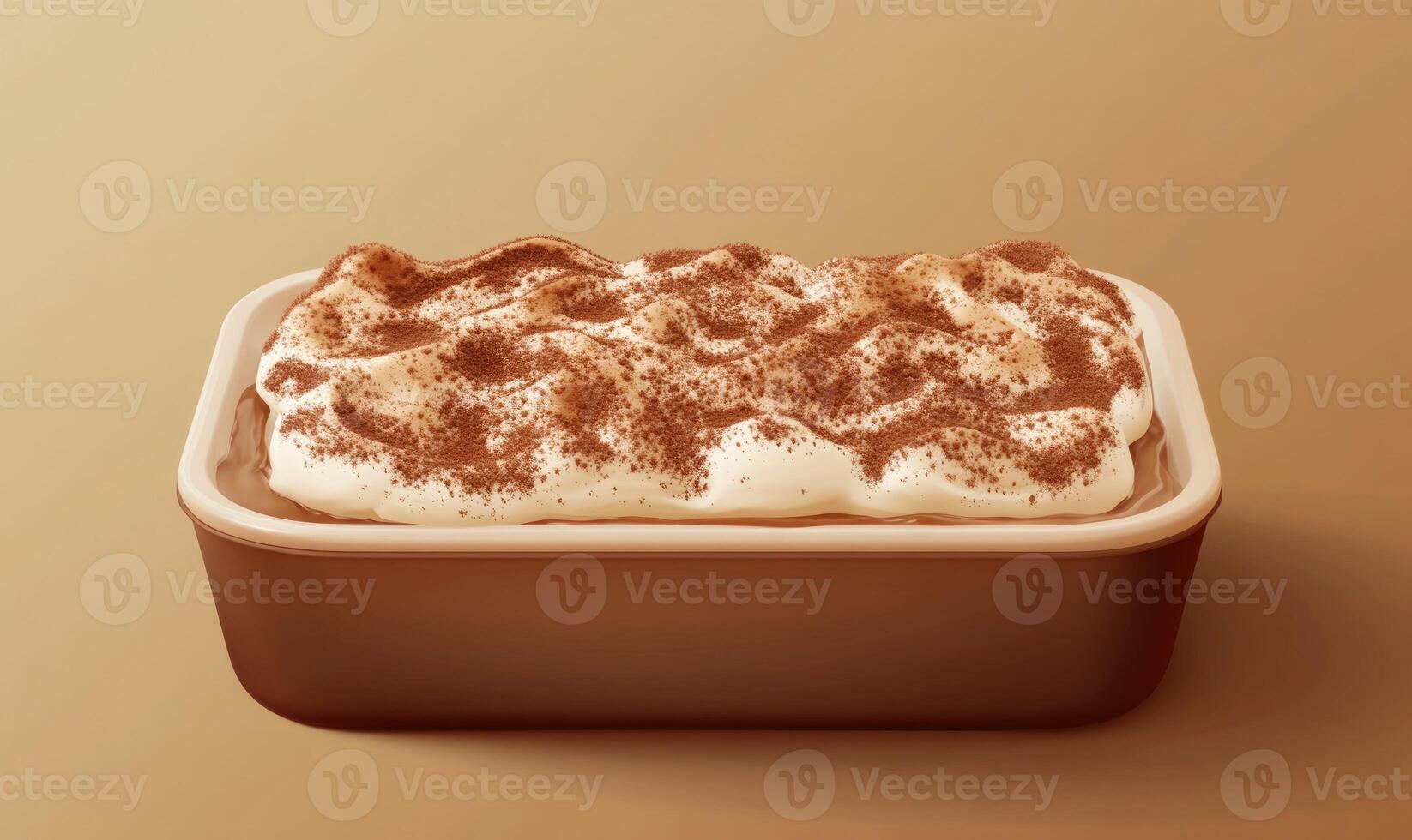 cappuccino in a brown container on a beige background photo