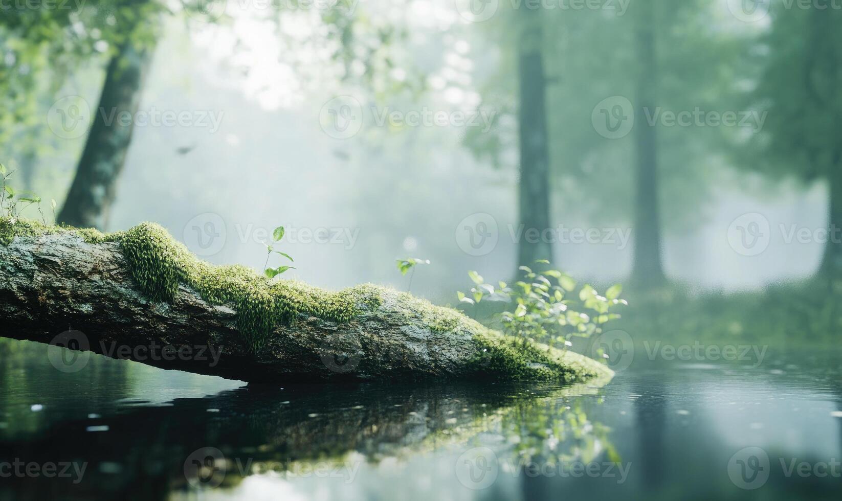 A log is floating in a body of water photo