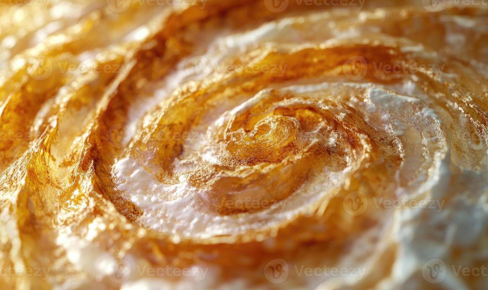 A swirl of a pastry with a brown and white color photo