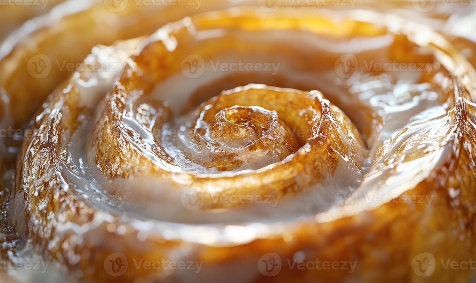 A cinnamon roll with a white glaze photo