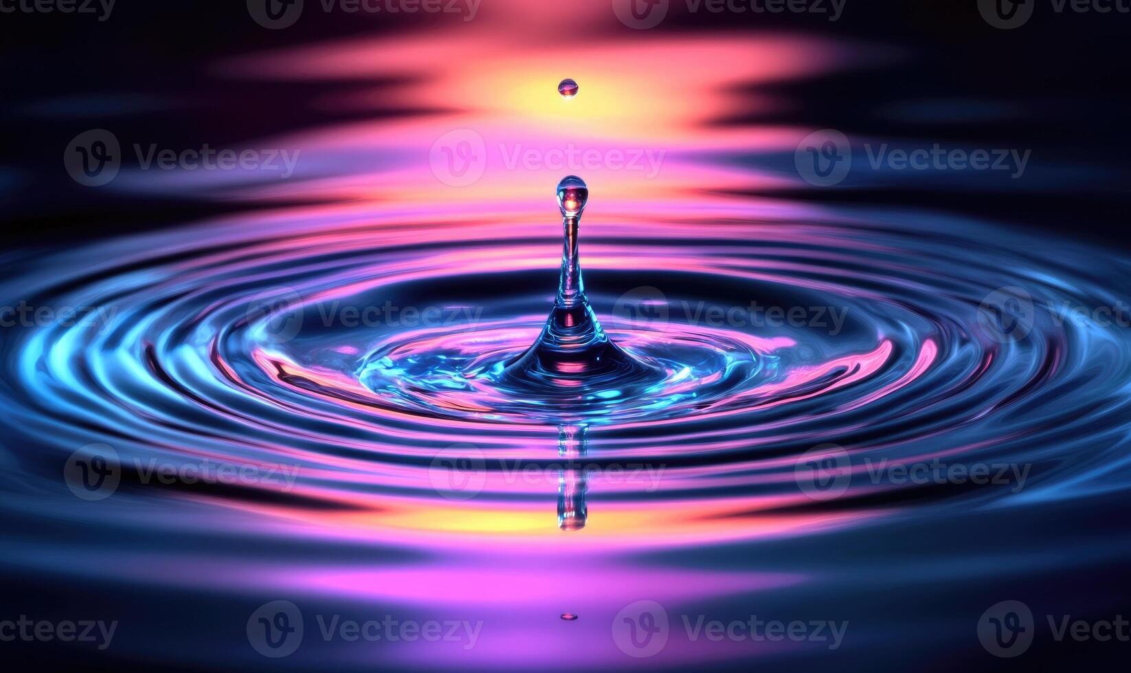 A drop of water is in the middle of a large wave photo