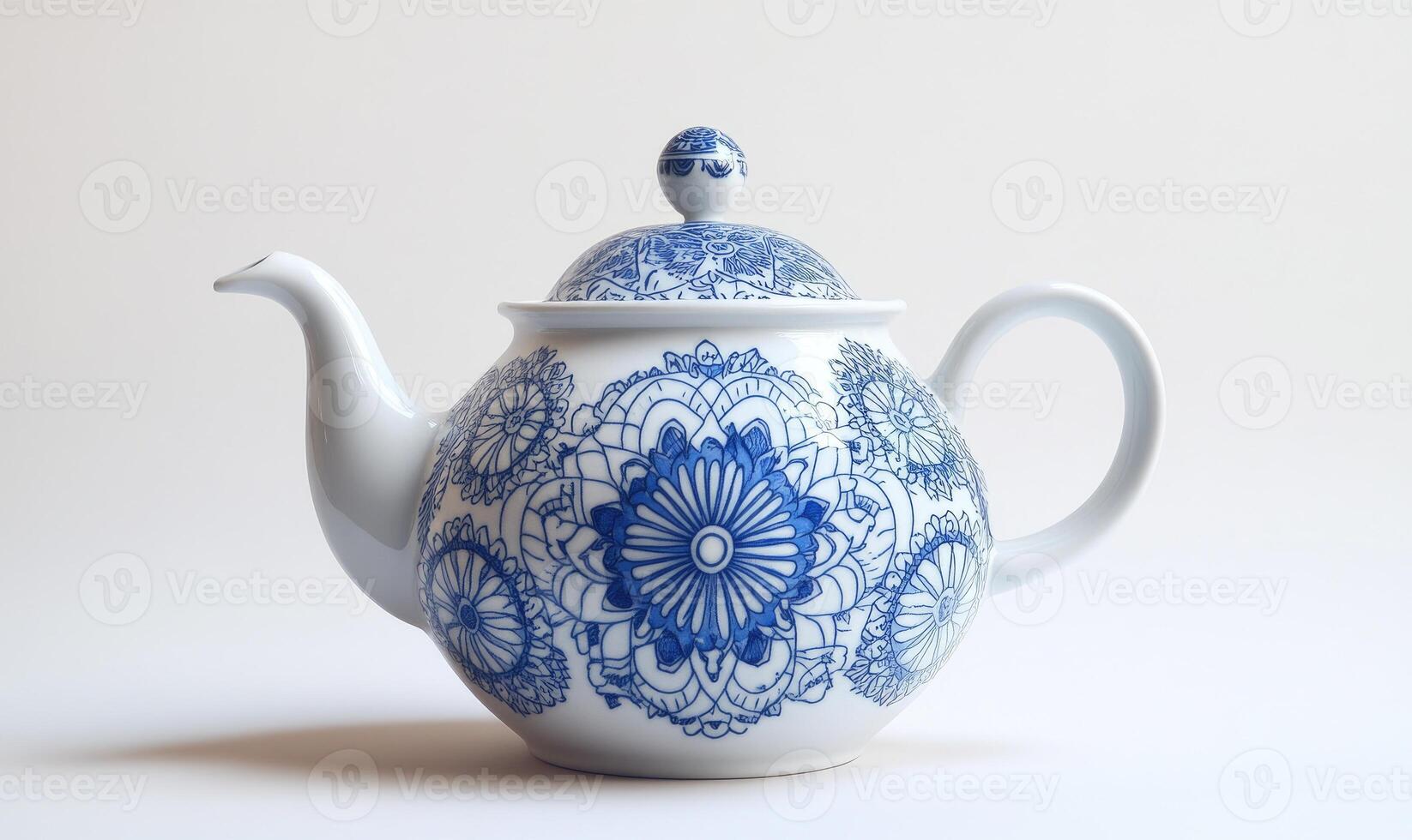 a teapot with blue and white floral design photo