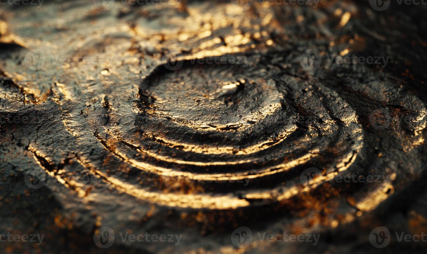 A gold colored object with a circular shape photo