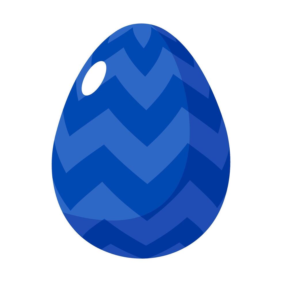 Blue Easter egg with a bold zigzag pattern. A vibrant design perfect for holiday decor, greeting cards, and festive projects. vector