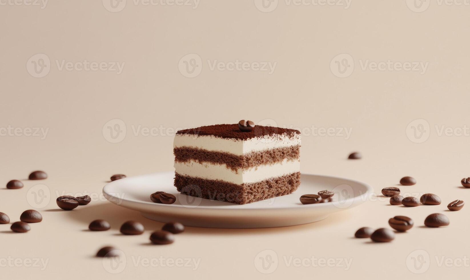 A slice of cake with a chocolate topping on a white plate photo