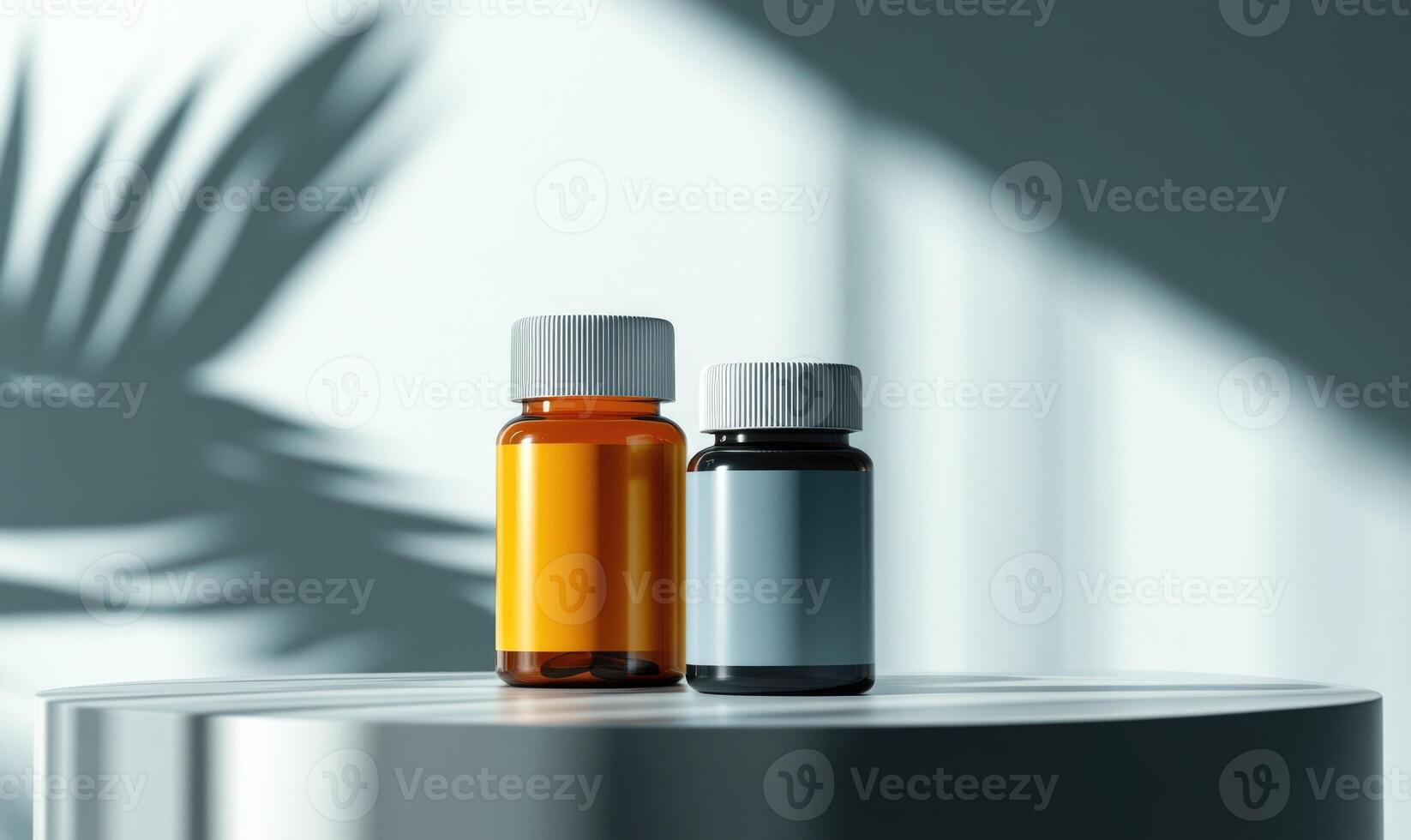 two bottles of essential oils on a table photo