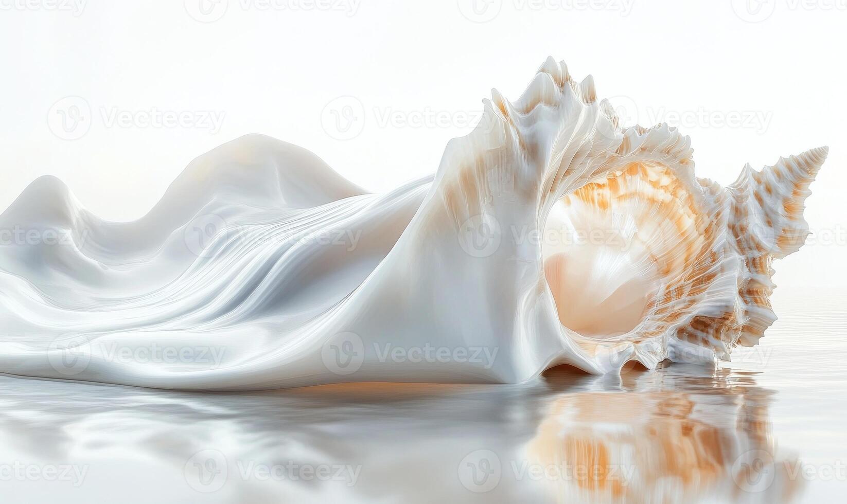 A shell is floating in the water photo