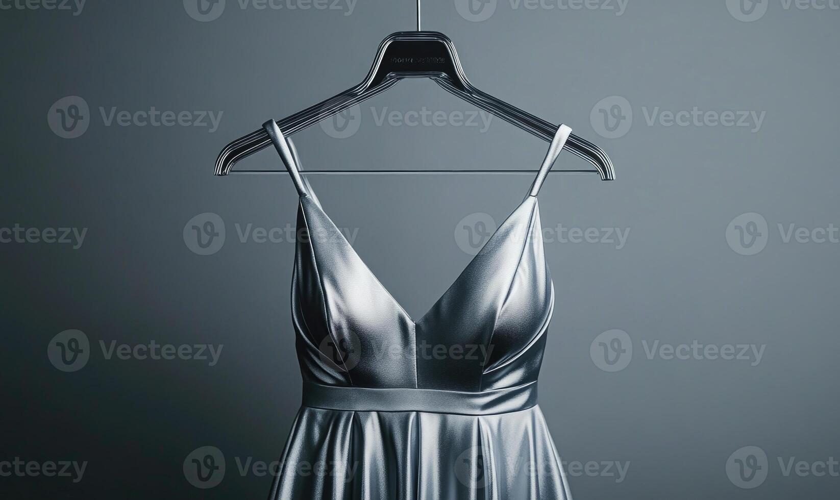 a silver dress hanging on a hanger photo