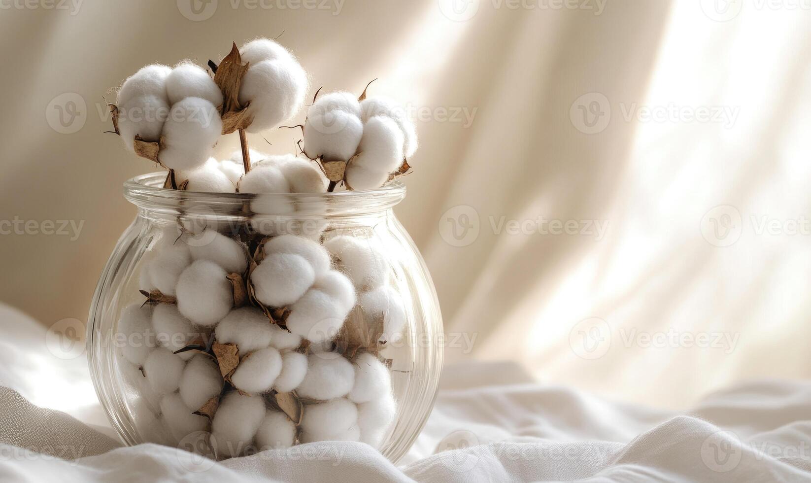 A jar full of cotton balls photo