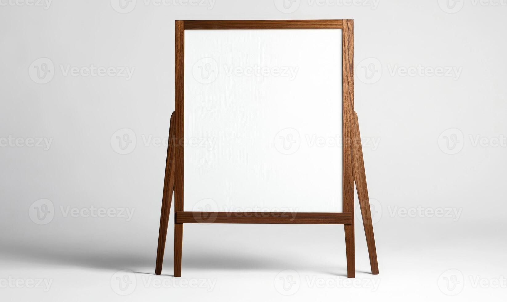a white board with a wooden frame and a stand photo