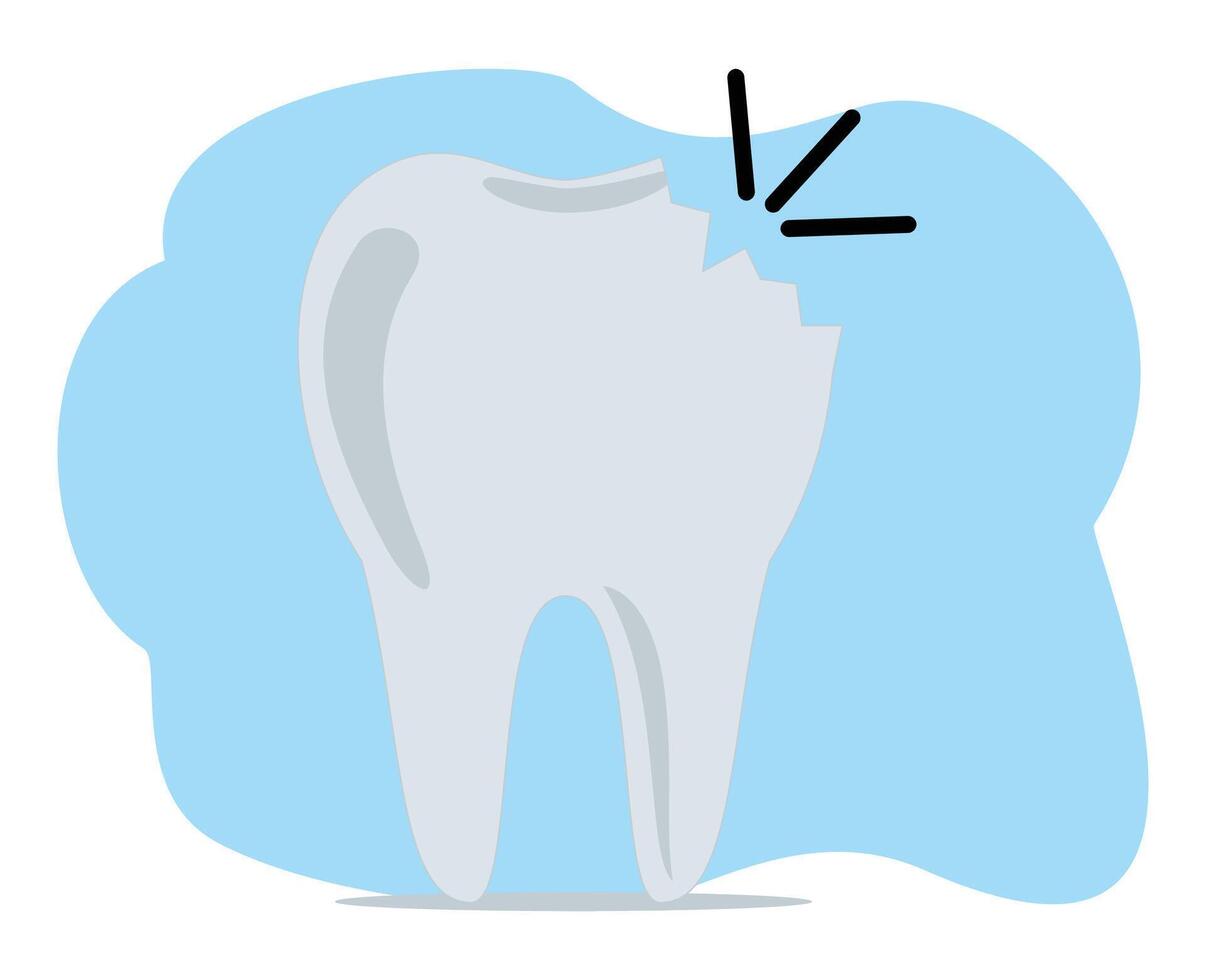 Cartoon of decayed and cavities teeth. Tooth decay vector