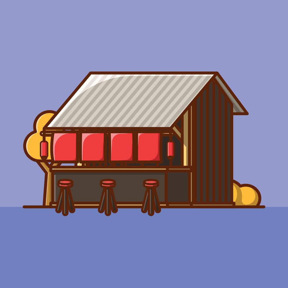 Simple Noodle house cartoon illustration Collection of Shop or stand or stall concept icon isolated vector