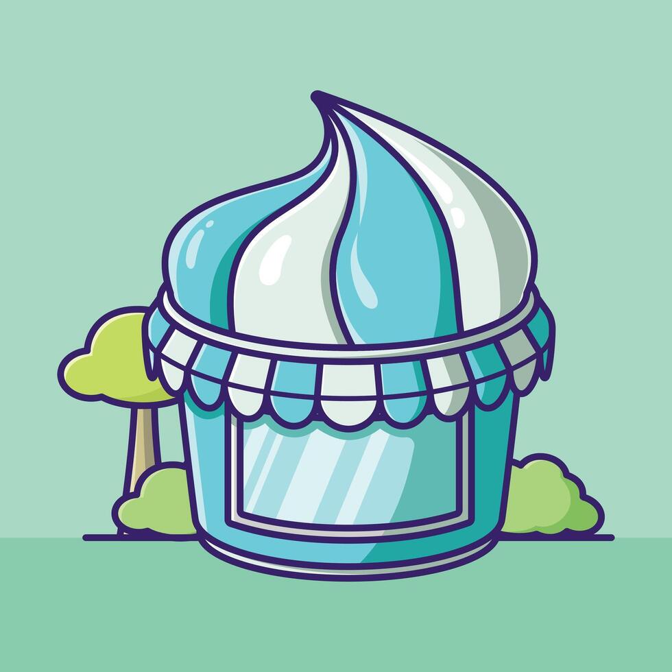 Simple Ice cream stall cartoon illustration Collection of Shop or stand or stall concept icon isolated vector