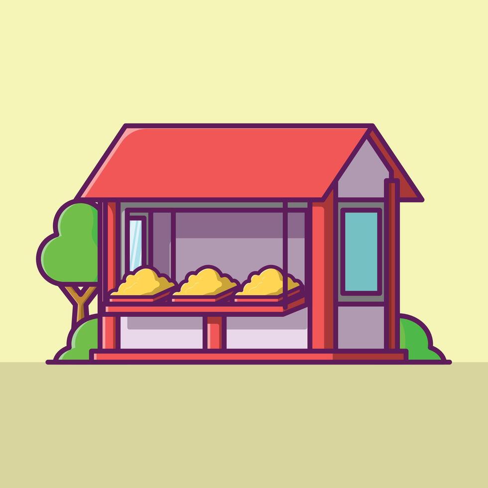 Simple Fried food fitter stall cartoon illustration Collection of Shop or stand or stall concept icon isolated vector