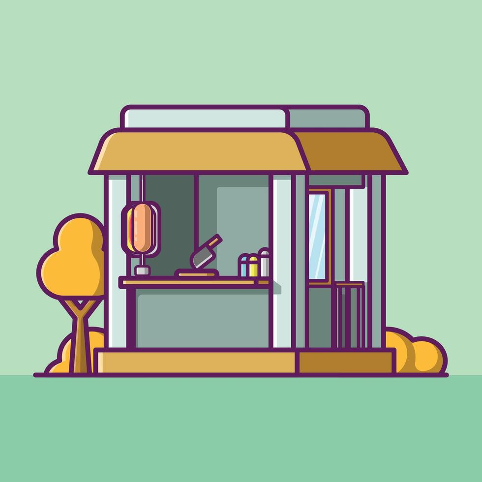 Simple Kebab stall cartoon illustration Collection of Shop or stand or stall concept icon isolated vector