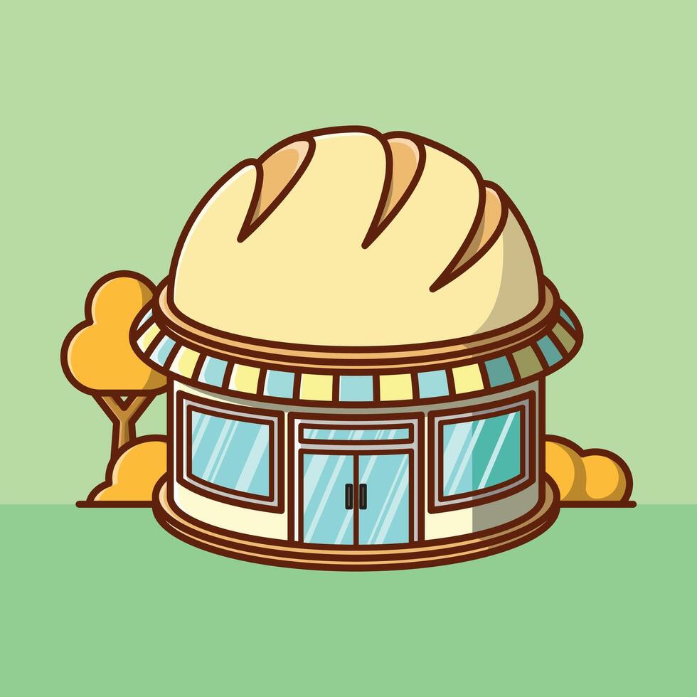 Simple Bakery Shop cartoon illustration Collection of Shop or stand or stall concept icon isolated vector