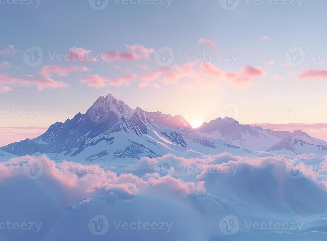 Snowy Mountains in the Clouds photo