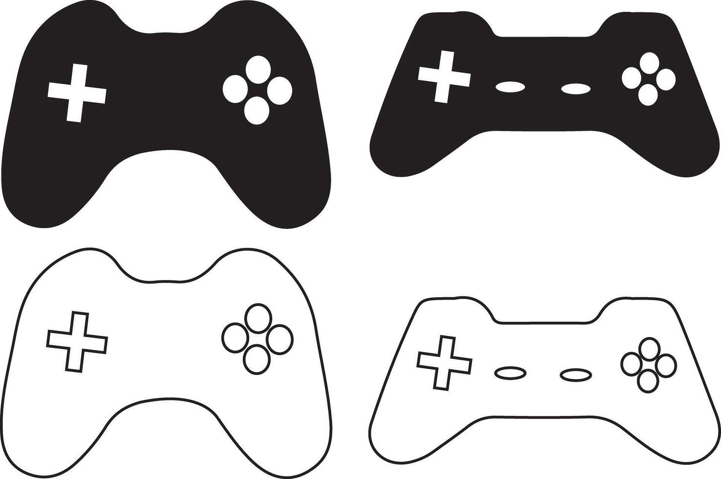 Game Controller Silhouette Icon Bundle Design On White Background vector