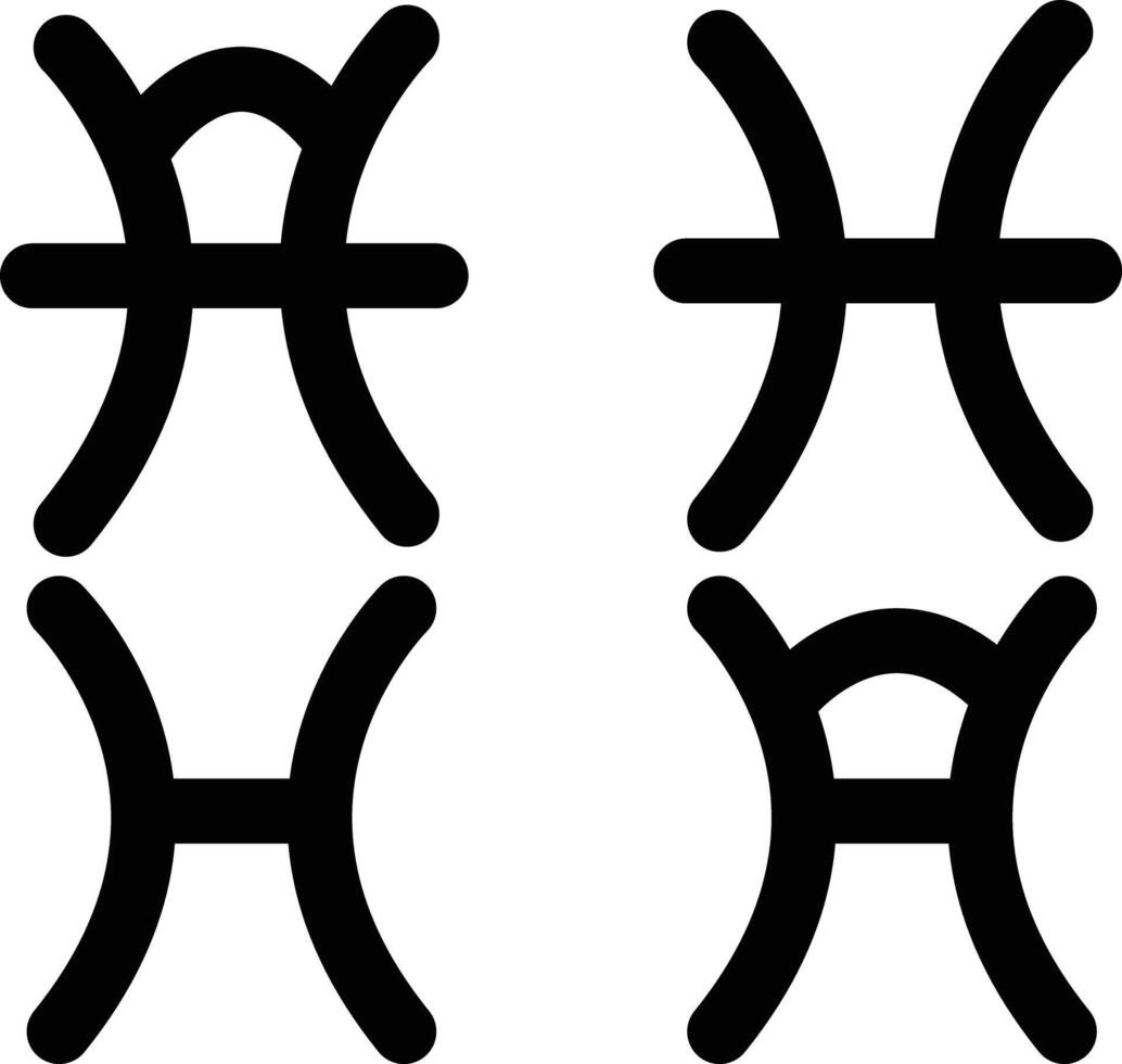 Pisces Zodiac silhouette outline icon bundle on white background vector