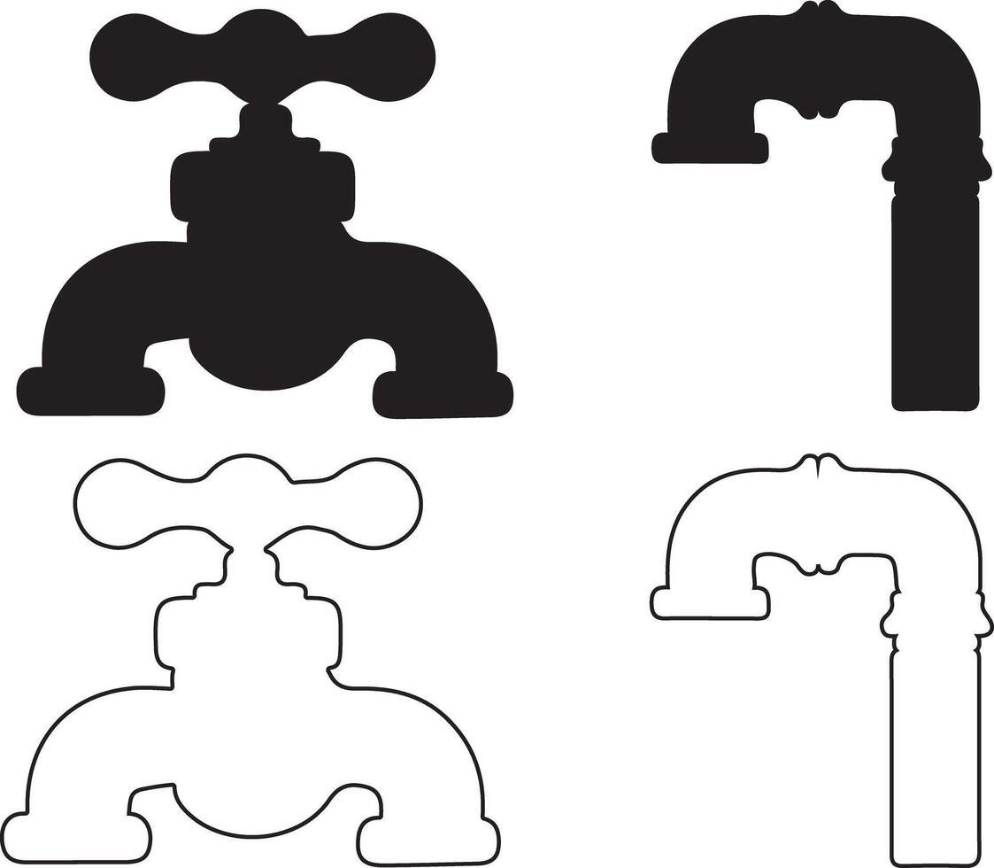 Plumbing Silhouette Icon Bundle Design vector