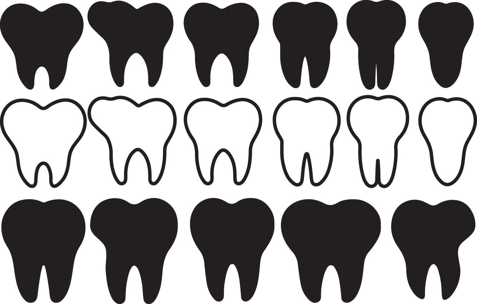Tooth silhouette bundle icon design on white background vector