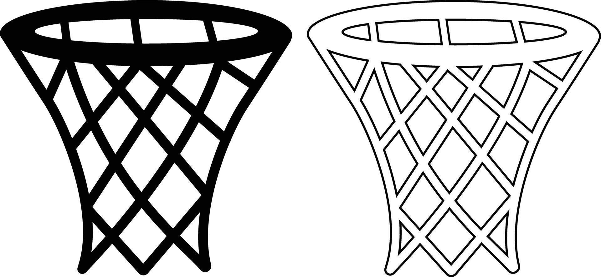 Basketball Hoop Silhouette Flat And Outline Icon Design vector